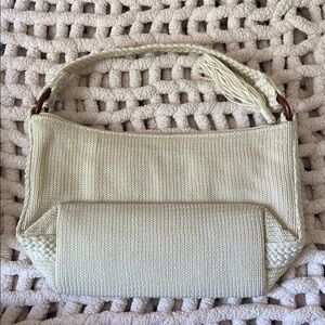 Elegant Cream Woven Handbag